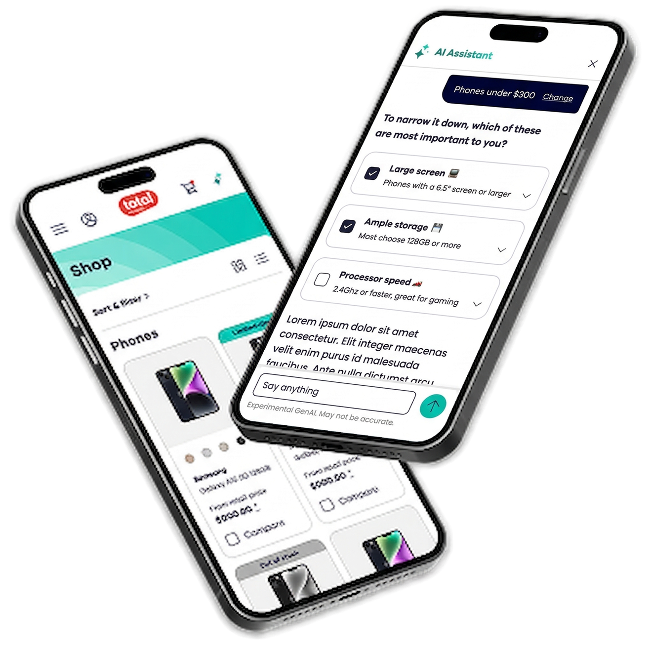 Total Wireless app mockup